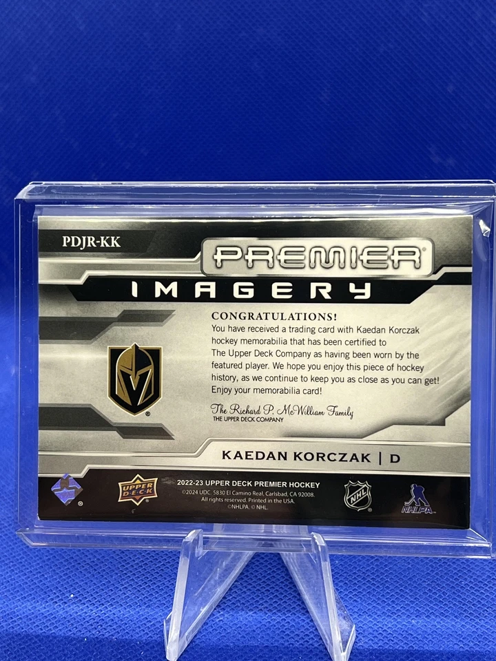 Kaedan Korczak 2022-23 Premier Imagery Rookies /75 #PDJR-KK Vegas Golden Knights - Image 2 of 2