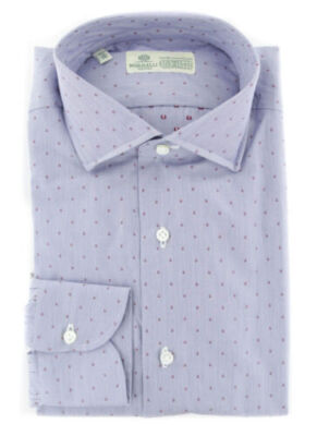 Luigi Borrelli Blau Foulard Baumwollhemd - Slim - (191)