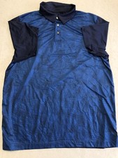 Ben Hogan Golf Polo Shirt Men's Large Navy Blue Print Casual/Activewear Knit