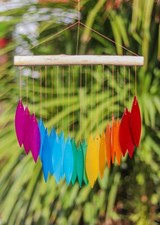 Glass Wind Chime Rainbow Leaves Garden Art Window Home Decor Rainbow