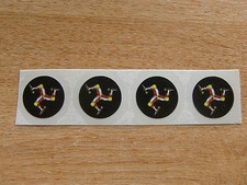 set of 4 small decals - isle of man legs on 25mm circle - BLACK with colour legs
