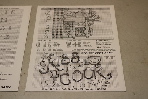 CROSS STITCH CHARTS GRAPH-IT ARTS LYNN WATERS BUSA COUNTRY KITCHEN KISS COOK - Picture 8 of 11