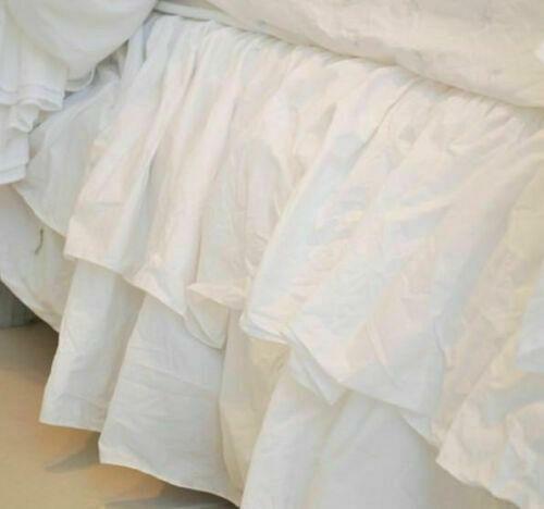 RACHEL ASHWELL COUTURE Liliput White Double Ruffle KING BEDSKIRT Shabby Chic - Picture 2 of 5