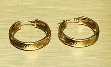 Vintage 14k Solid Yellow Gold 1 Hoop Earrings 2.71grams