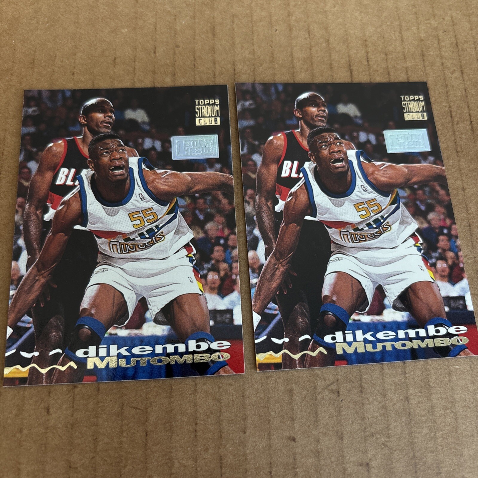 (2) 1993 Stadium Club 1ST DAY ISSUE Dikembe MUTOMBO #56 Nuggets Cards (c9)