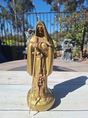 Santa Muerte Bendesida Gold / Grim Reaper Color Size 10'' / Blessed / Fix / Oro