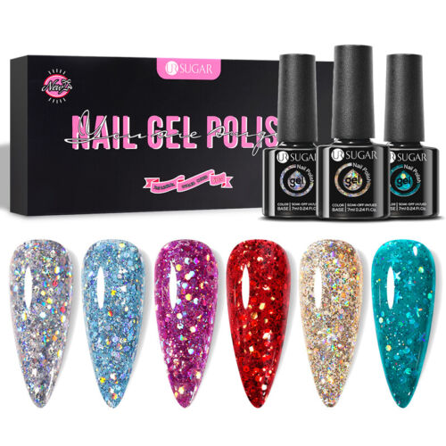 UR SUGAR 6Colors Gel Nail Polish Set Glitter Magnetic Soak off UV Gel Top Base - Picture 18 of 69