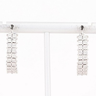 .18ctw Round Diamond Illusion Set Hoop Pair Earrings 10k White Gold 5.65 Grams