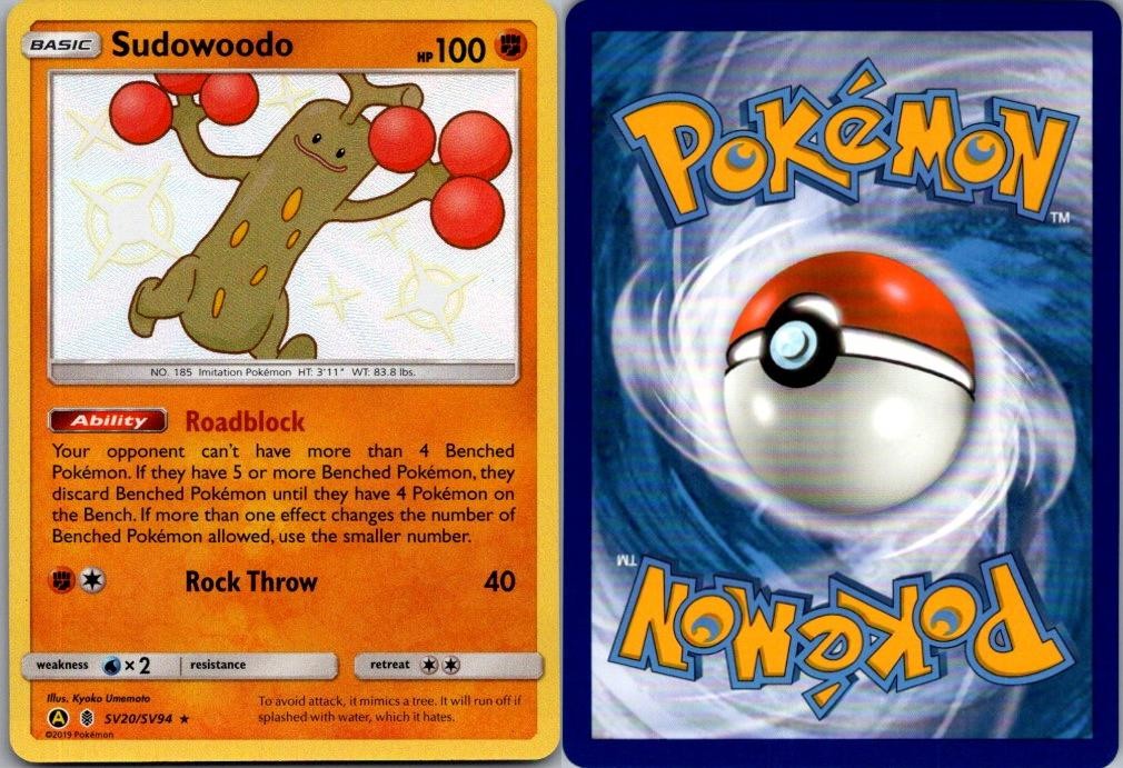 Sudowoodo SV20/SV94 Shiny Rare Hidden Fates Shiny Vault Pokemon Holo Near Mint