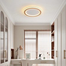 Image of Modern Wood Ceiling Light Interior Round Light Dimmable for Dining Room