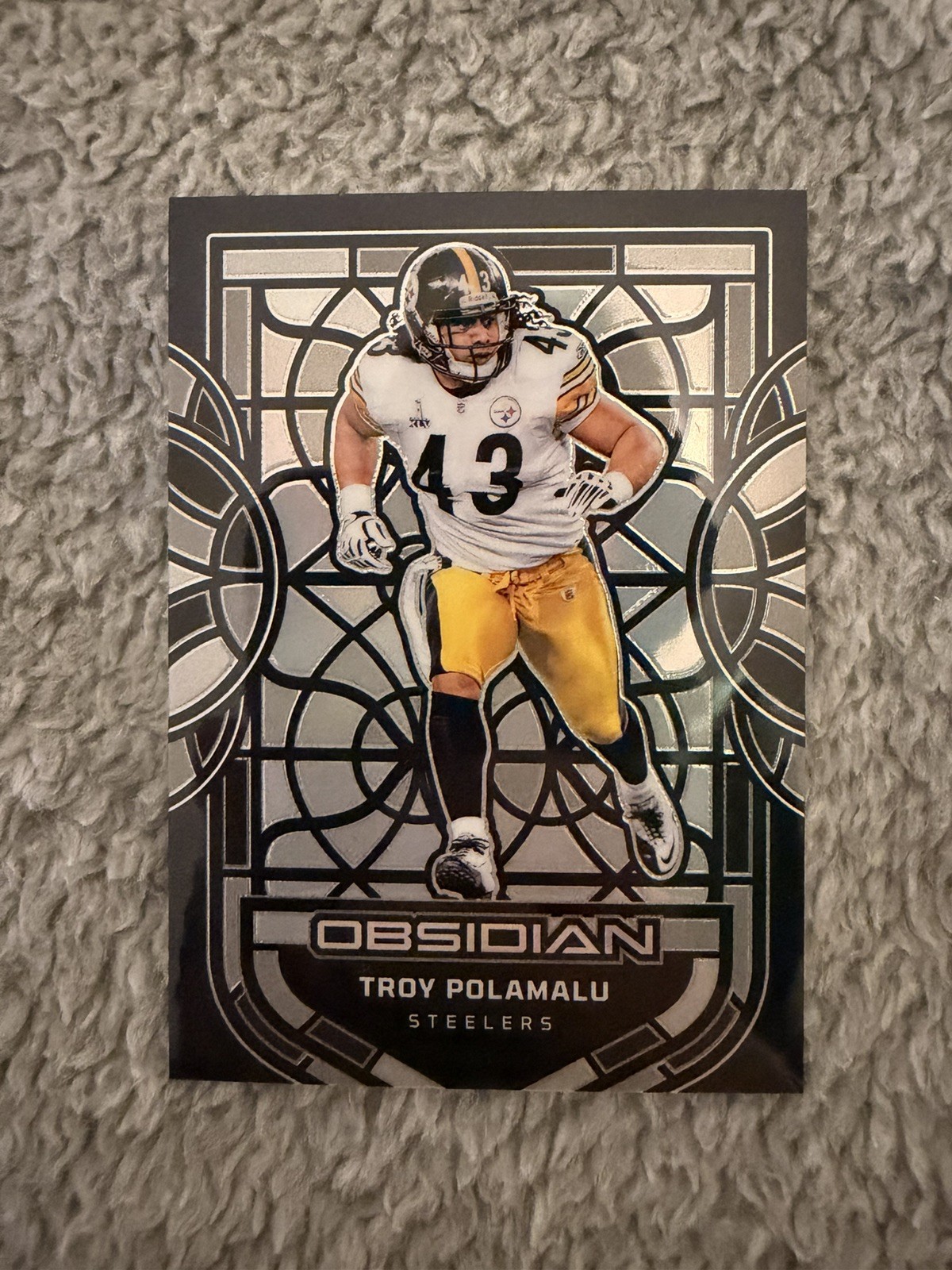 2024 PANINI OBSIDIAN TROY POLAMALU BLACK STAINED GLASS CASE HIT!