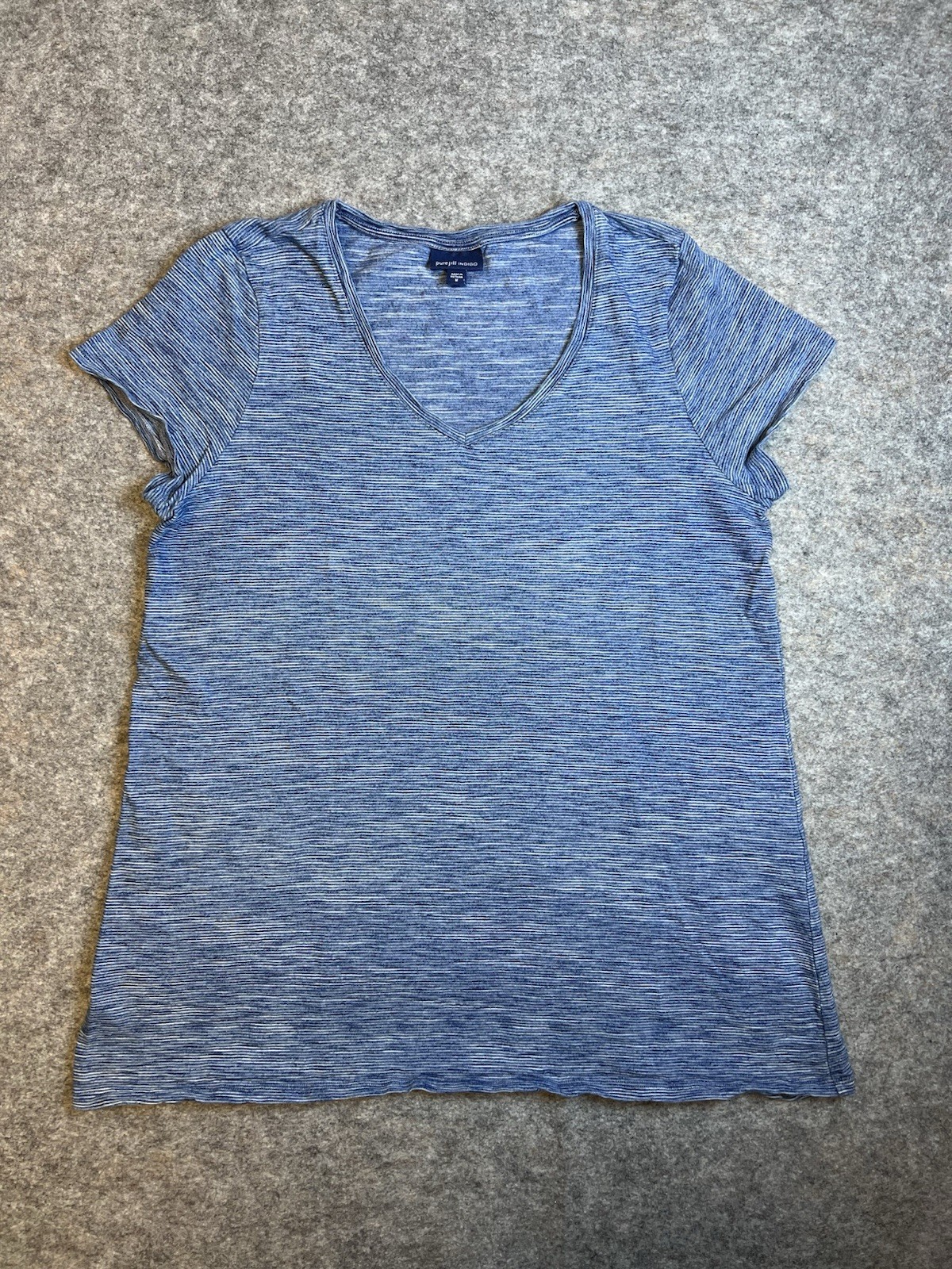 J. Jill Purejill Indigo Short Sleeve T-shirt V-Neck Top Blue Women’s Size M