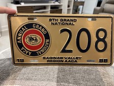 Vintage 1988 AACA GRAND NATIONAL License Plate Antique Automobile Club America