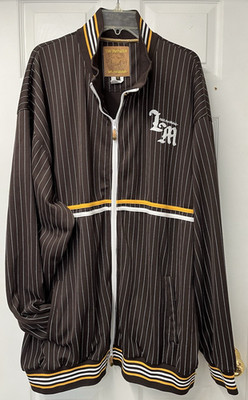 Live Mechanics Well Established LM Baseball Jacket 4XL Brown Pinstripe