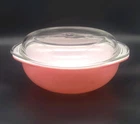 VTG Flamingo Pink Pyrex 024 2qt. Round Baking Casserole Dish with Glass B 14 Lid