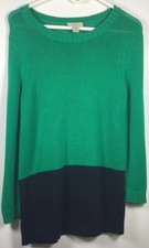 Ann Taylor Loft Woman's Cotton Medium Long Sleeve Green Sweater