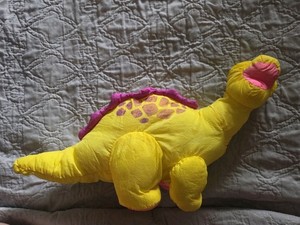 Fisher Price Vintage 1992 Yellow Puffalump Roar Brontosaurus Dinosaur 18" Plush 