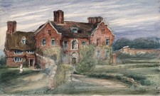 CAROLINE ANN BRERETON Watercolour Painting OLD HALL HORNSEA YORKSHIRE c1850