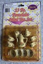 VINTAGE 1980  s MINI 13pc PORCELAIN TEA SET BY DELUXE COLLECTION - NEW SEALED