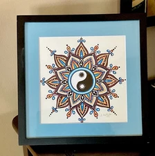 Original Art “Yin Yang Chocolate Lace” Mandala, by Hnatusko, Acrylic on Paper