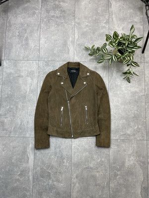 The Kooples Brown Suede Buffalo Leather Biker Jacket Women's