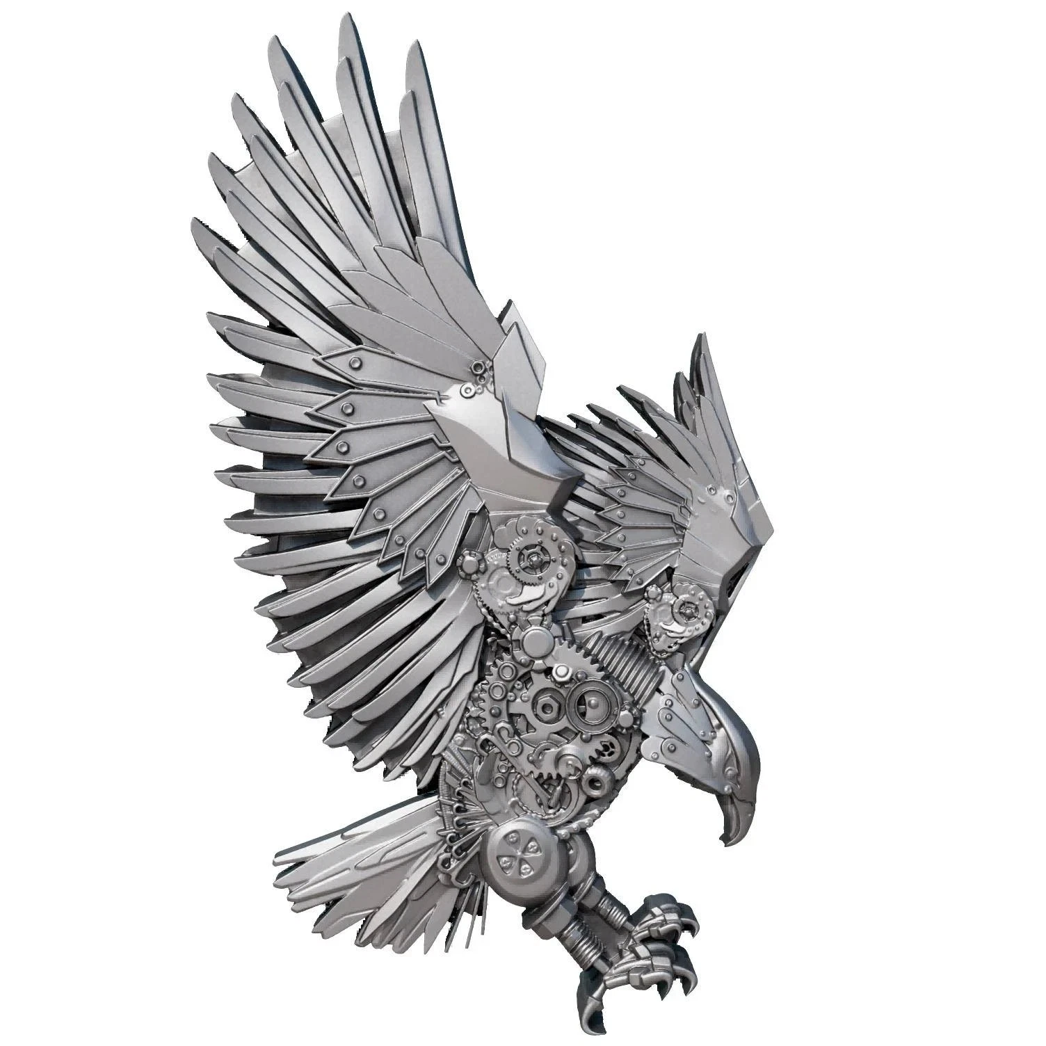 Camerun 2000 Franchi 2025 Steampunk Mech Eagle 2 oz argento con scatola originale - Foto 1 di 7