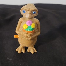E.T. The Extra Terrestrial w flowers 3.5" inch walking wind up Toy figure works