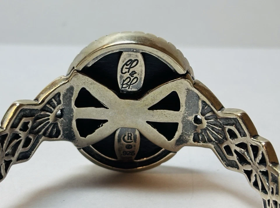 Carolyn Pollack 纯银 925 镶嵌马赛克袖口手链 6.5 英寸 — 第 2/4 张图片