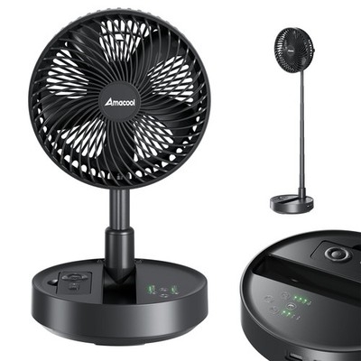 8'' Foldable Oscillating Fan, 10000mAh Battery Operated with Remote & Timer, ...
