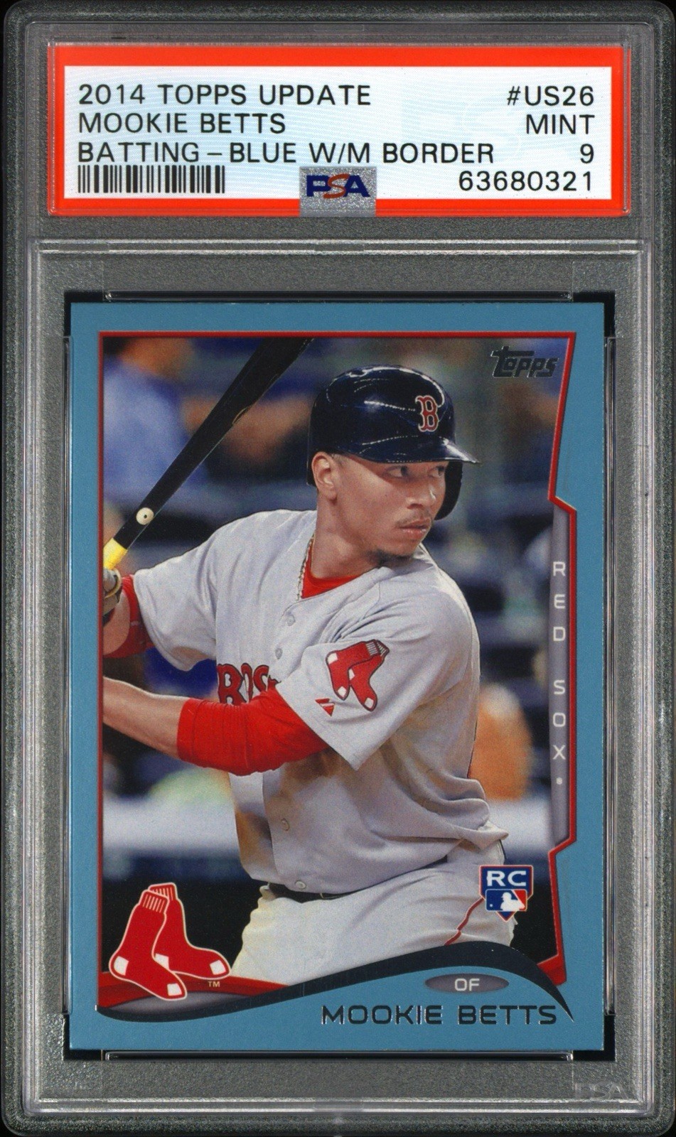 2014 Topps Update #US26 Mookie Betts Batting-Blue W/M Border PSA 9 Mint