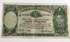 1942 ONE POUND ARMITAGE / McFARLANE COMMONWEALTH OF AUSTRALIA BANKNOTE