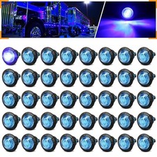 40Pcs 3/4 Inch Blue 3-LED Mini Marker Lights for Trucks, Boats, RVs 40Pcs Blue