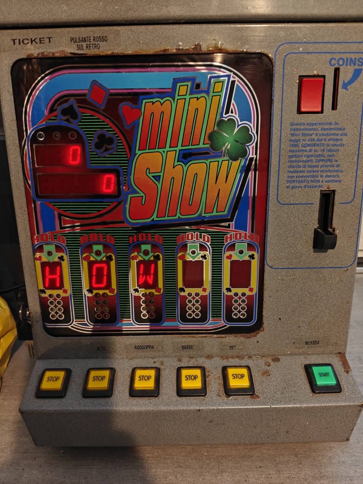 Videopoker Vintage "Mini Show" (1997) - Funzionante e completo in Lire