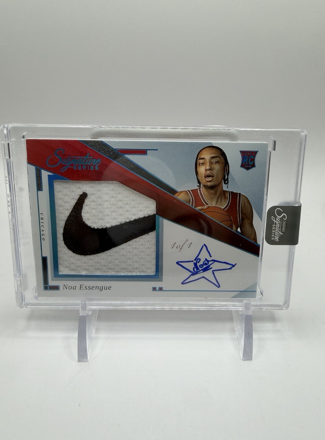 2025 Panini Signature Series Noa Essengue 1/1 Nike Swoosh Doodle Auto Rookie RC view 2