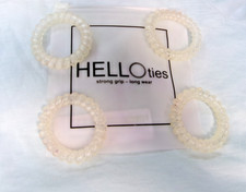 Hair Ties spiral hair ties phone cord frosted clear set of 4 NWOT