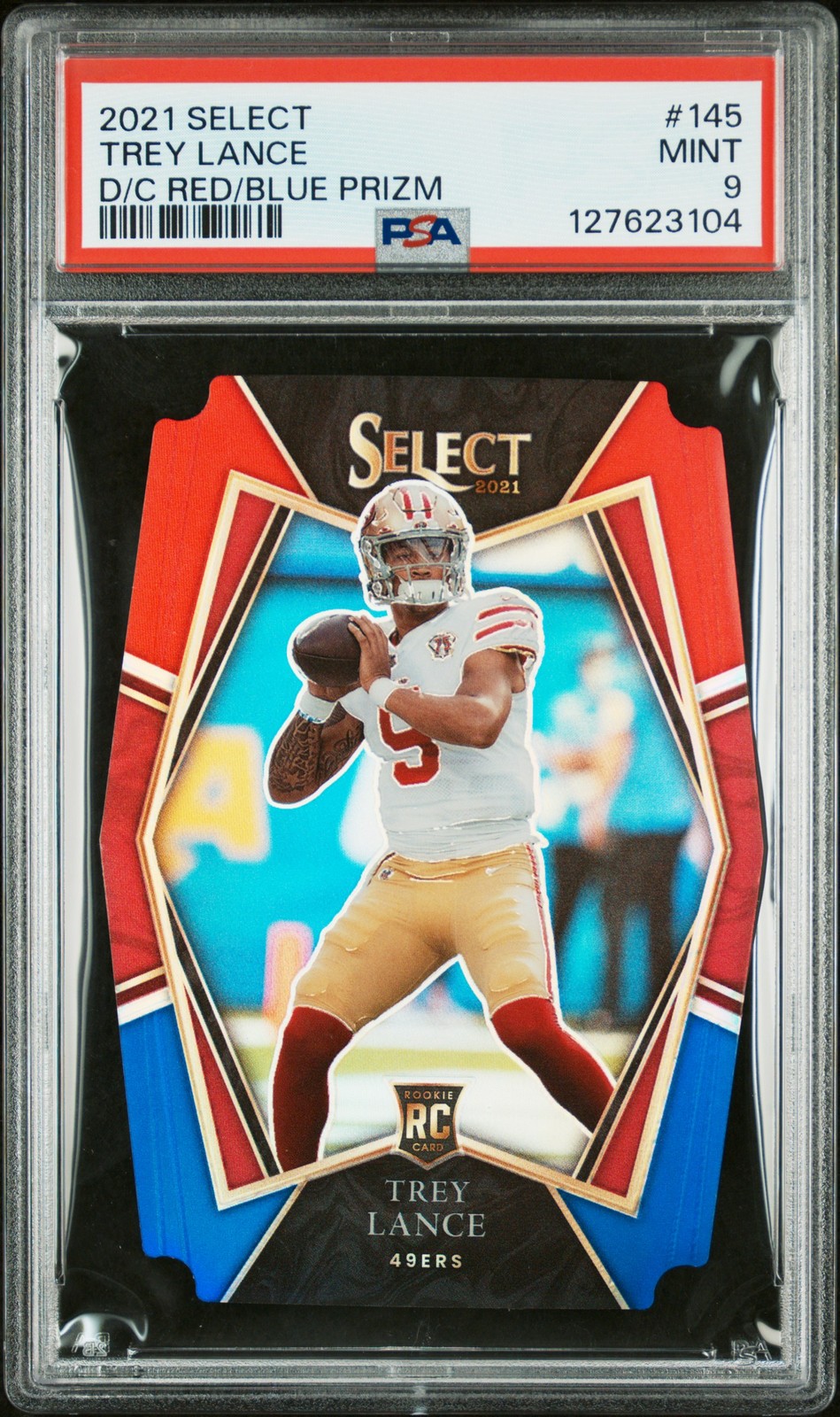 2021 PANINI SELECT DIE-CUT RED/BLUE PRIZM #145 TREY LANCE PSA 9