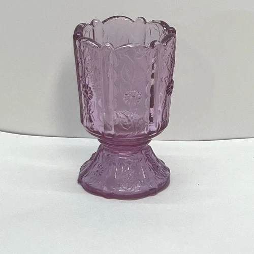 fenton glass dusty rose toothpick holder candle votive daisy panel 3.5 inch