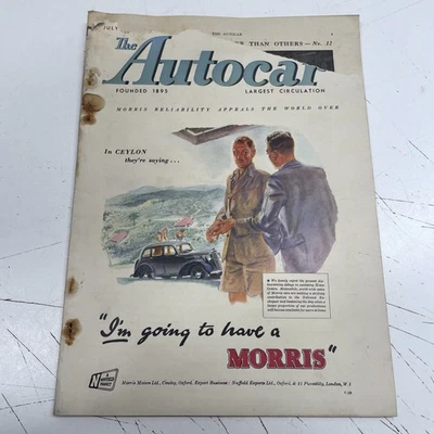 ORIGINAL VINTAGE Junk Magazine Motor Autocar Car 1948 Advert Clippings Morris - image 1 of 4