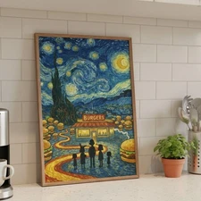 Bob’s Burgers Starry Night Poster • Van Gogh Inspired Pop Culture Wall Art