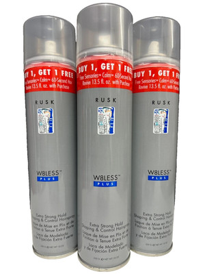 3 Rusk W8LESS PLUS Extra Strong Hold Hairspray 10oz Ea Aerosol FULL SIZE
