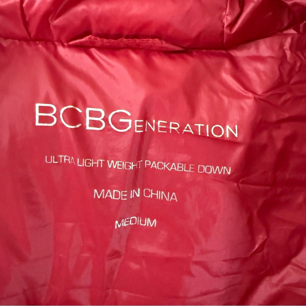 BCBGeneration Red Puffer packable down jacket wom… - image 6