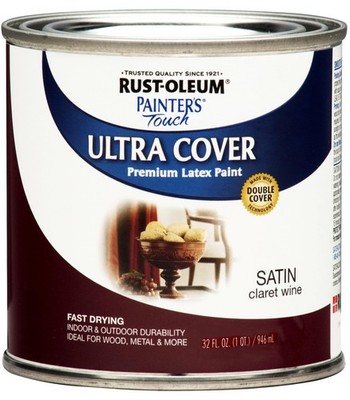 Rust Oleum Painter's Touch Satin Claret Wine Paint 1 Quart Multi Purpose Use