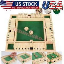 Wooden Dice Board Game Shut The Box for 4 Players Flaps  Dices Game Parent-chi 