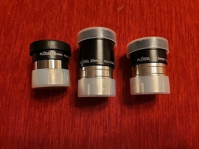 PLÖSSL Telescope Eyepiece 3 Set: 6, 12.5, 20mm Coated Lenses USA
