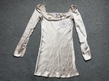 Princess Polly Star Power Dress Womens 0 Champagne Satin Bodycon Off Shoulder