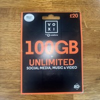 VOXI 100GB 30 DAY PAY AS YOU GO SIM CARD 1ST MONTH INCLUDED FREE Sealed £20 🔥