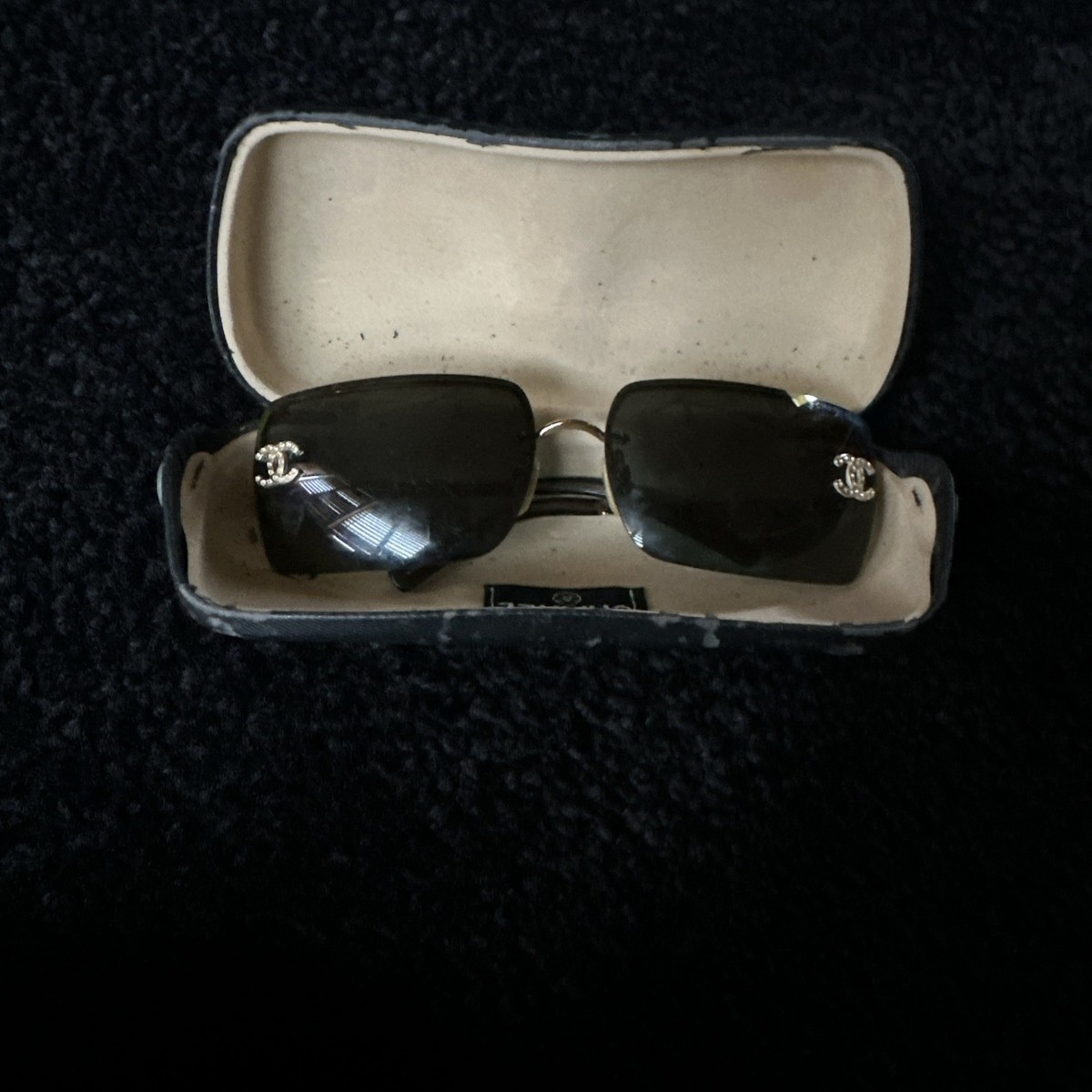 CHANEL Luxury Rimless Sunglasses Women's 4092-B Designer Gold CC