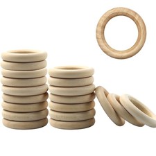 20PCS Unfinished Wooden Rings, 40mm/1.6" Natural Smooth Wooden Circles Rings ...