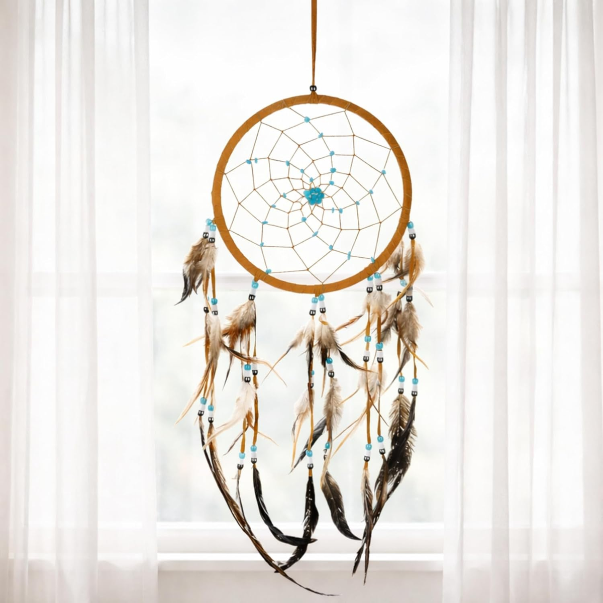 Dream Catcher Dreamcatcher - Brown Suede with Turquoise Details