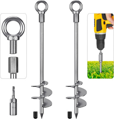 18'' Heavy-Duty Ground Anchors Screw in, 3'' Wide Spiral Earth Anchors for Swing S